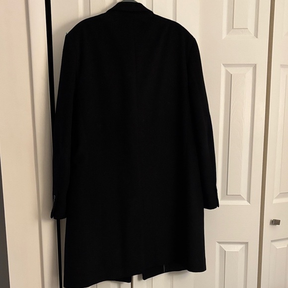 Chaps Men’s 44L Wool Blend Overcoat – Black, Classic 3-Button Long Coat - Picture 9 of 10